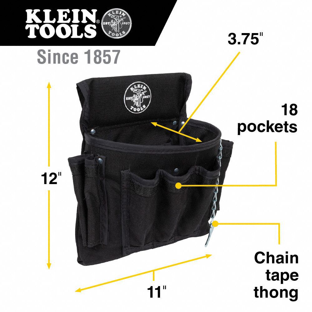 KLEIN TOOLS Tool Belt Ballistic Nylon, Electrician, 27 Pockets, Padded, 32 in to 36 in Waist