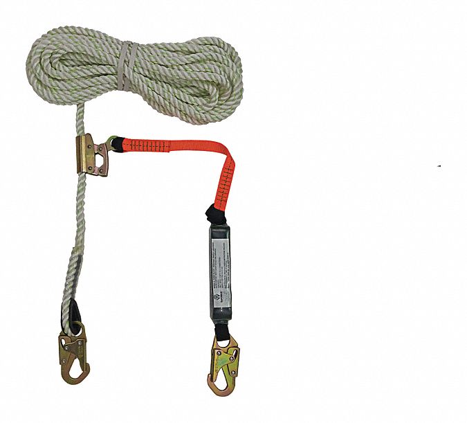 Rope Lifeline,50 ft.,Rope Grab,3 ft. Lanyard - 572G27