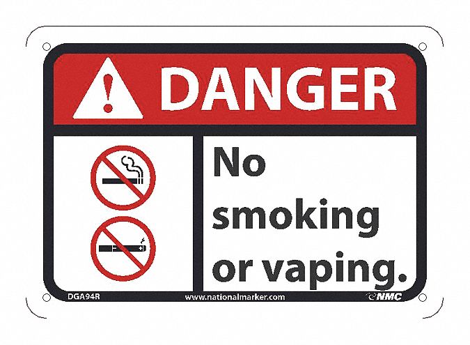 Danger No Smoking Or Vaping Sign - Grainger