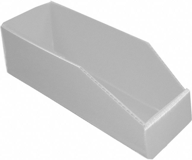 Hopper Bin: 12 in Overall Lg, 4 in x 4 1/2 in, White, Not Nesting Capable