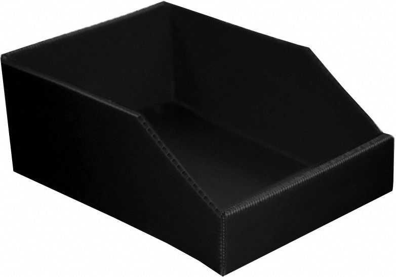 Hopper Bin: 12 in Overall Lg, 8 in x 4 1/2 in, Black, Not Nesting Capable