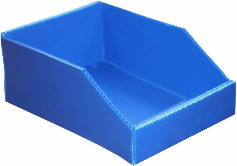 Hopper Bin: 12 in Overall Lg, 8 in x 4 1/2 in, Blue, Not Nesting Capable
