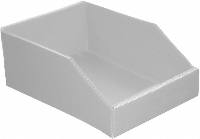 Hopper Bin: 12 in Overall Lg, 8 in x 4 1/2 in, White, Not Nesting Capable
