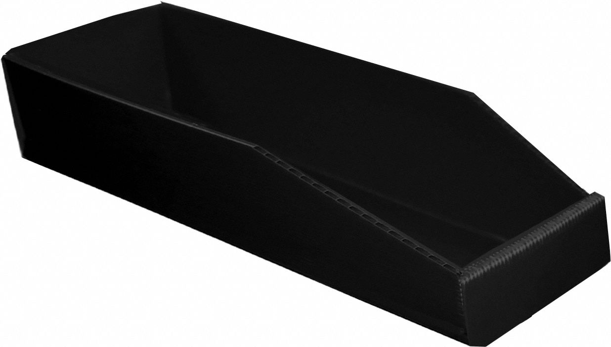 Hopper Bin: 24 in Overall Lg, 6 in x 4 1/2 in, Black, Not Nesting Capable