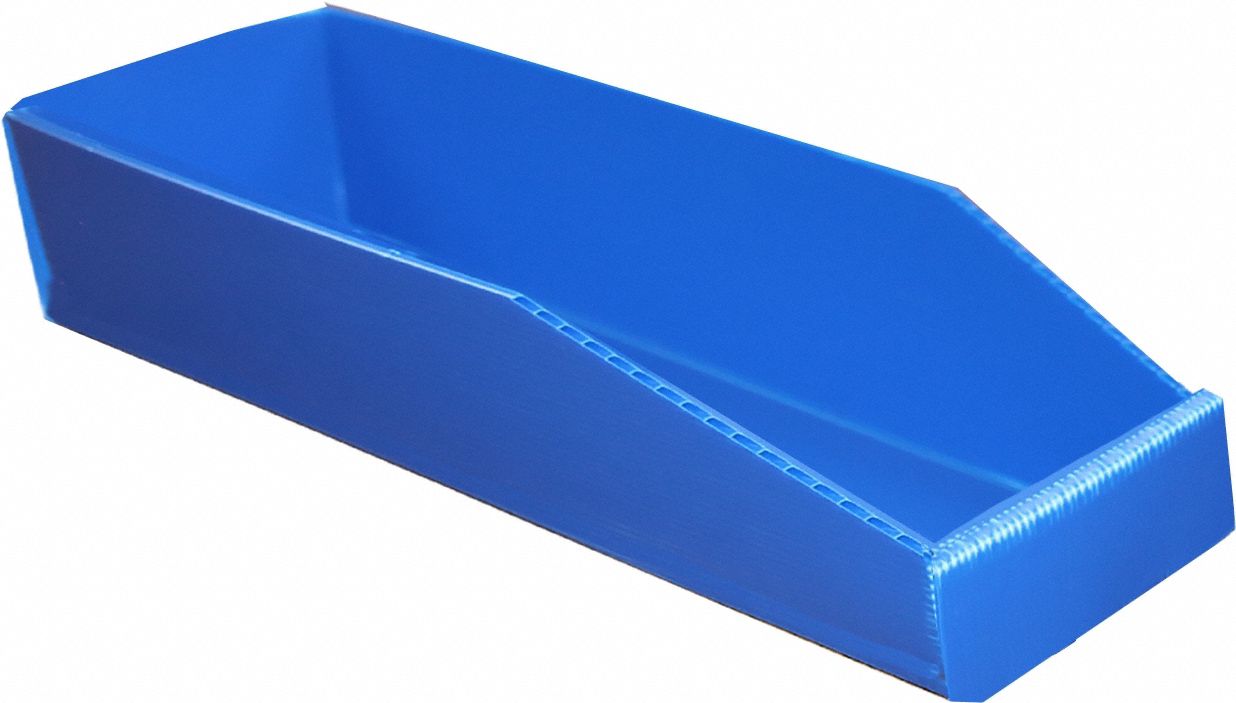 Hopper Bin: 24 in Overall Lg, 6 in x 4 1/2 in, Blue, Not Nesting Capable