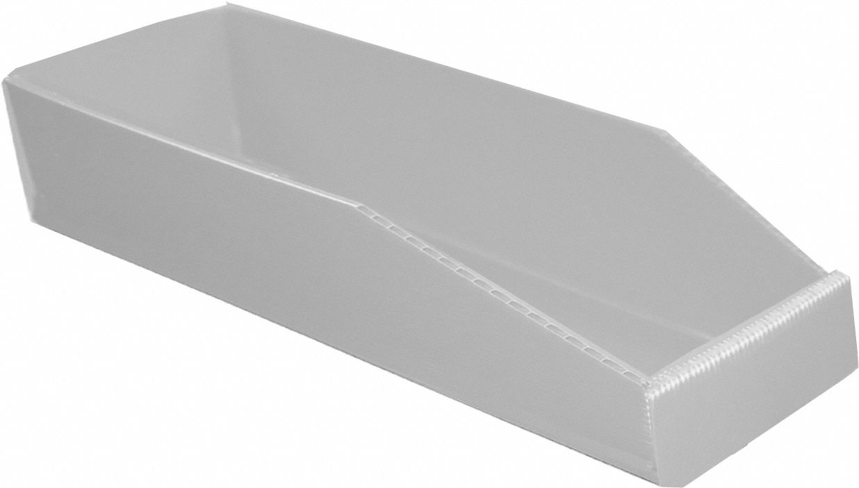 Hopper Bin: 24 in Overall Lg, 6 in x 4 1/2 in, White, Not Nesting Capable