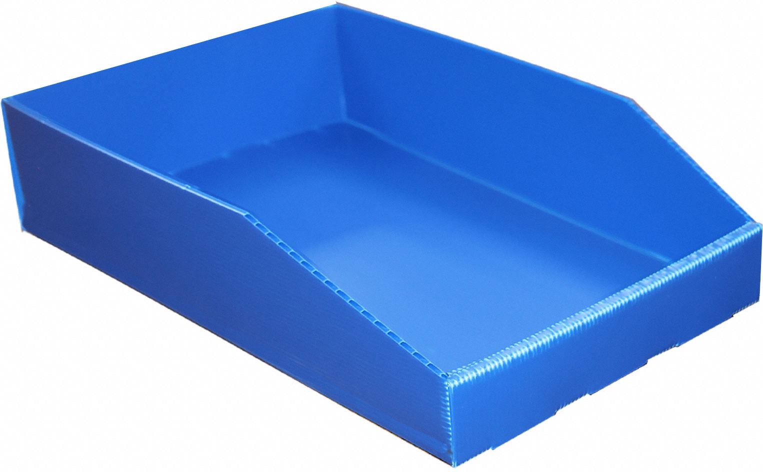 Hopper Bin: 24 in Overall Lg, 12 in x 4 1/2 in, Blue, Not Nesting Capable
