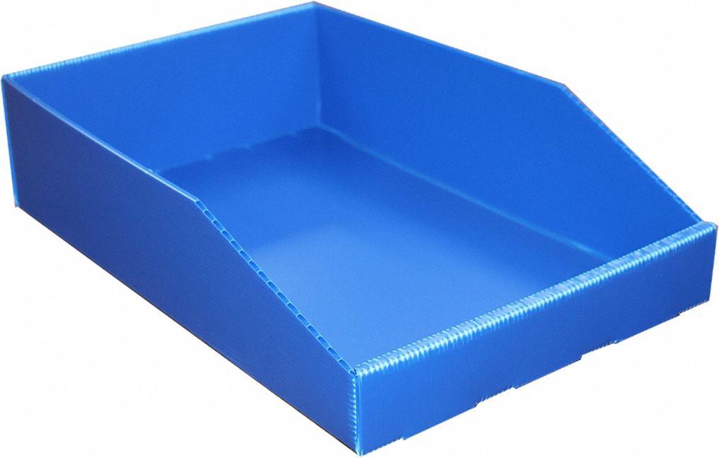 Hopper Bin: 18 in Overall Lg, 12 in x 4 1/2 in, Blue, Not Nesting Capable