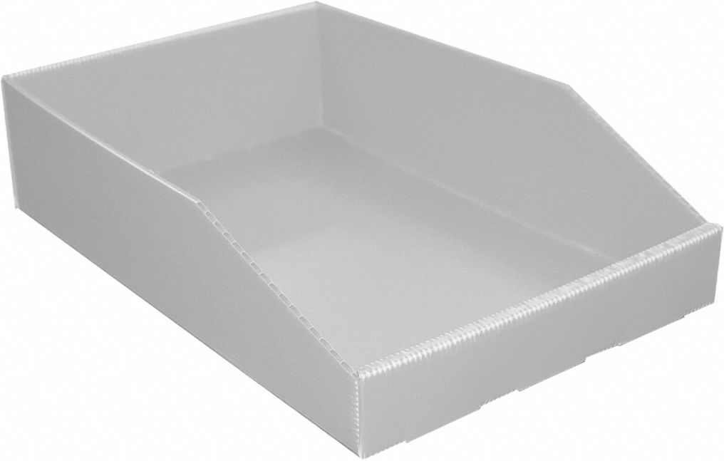 Hopper Bin: 18 in Overall Lg, 12 in x 4 1/2 in, White, Not Nesting Capable