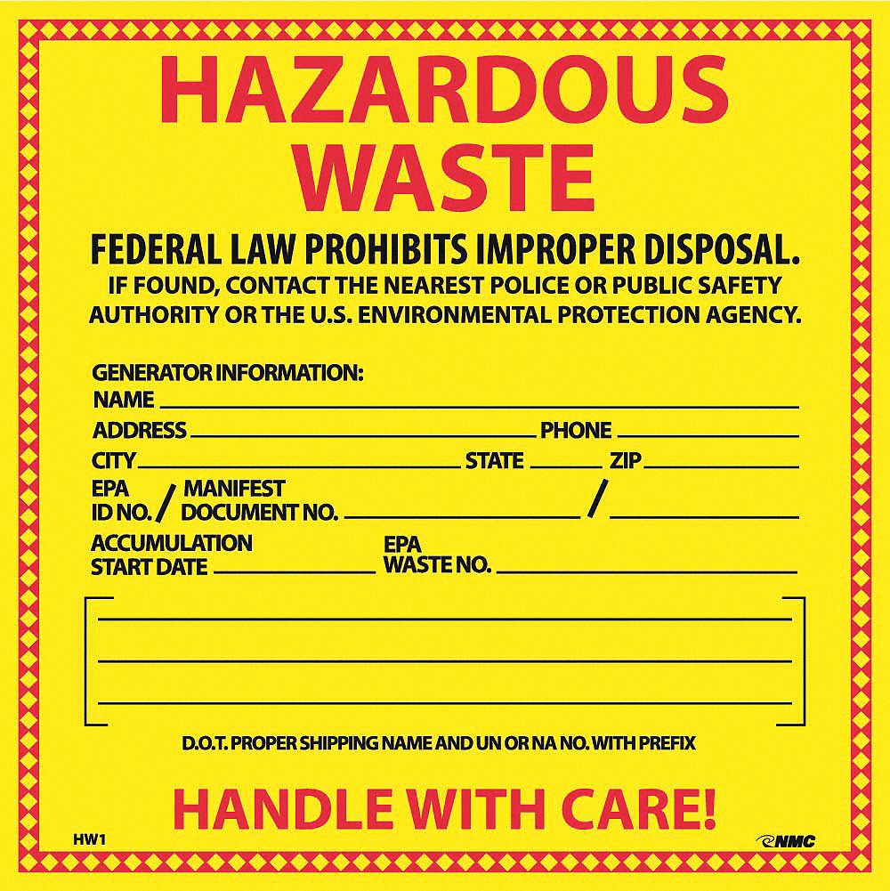 Hazardous Waste Hazmat Label,PK25 - Grainger