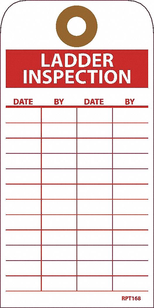 Ladder Inspection Tag,PK25 Grainger