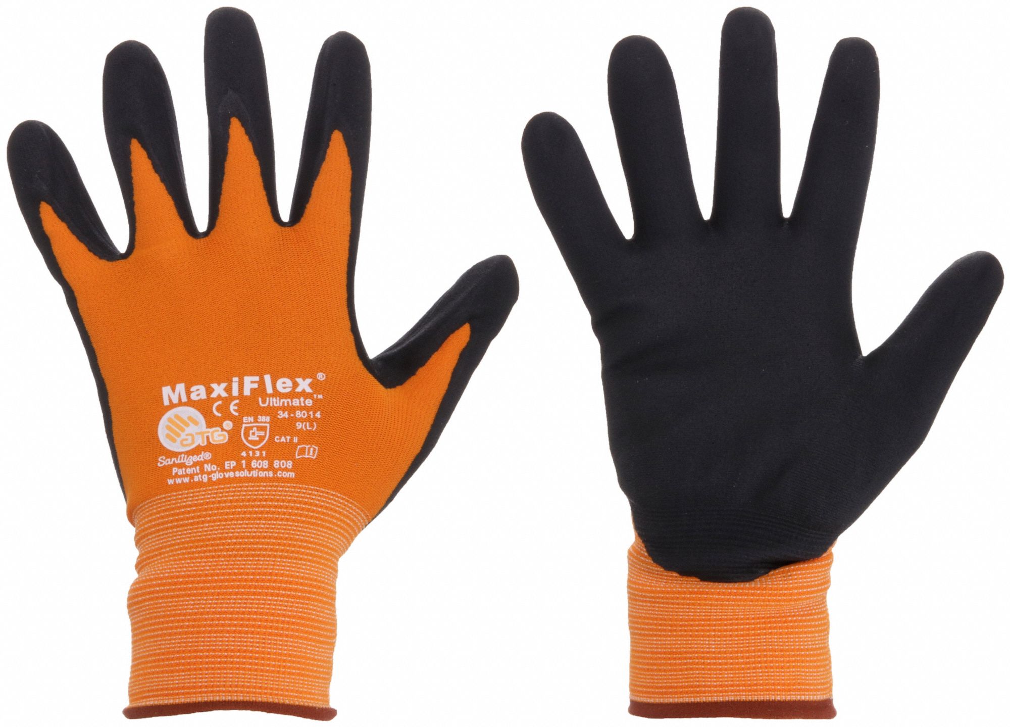 COATED GLOVES,ORANGE,SZ L,PK12