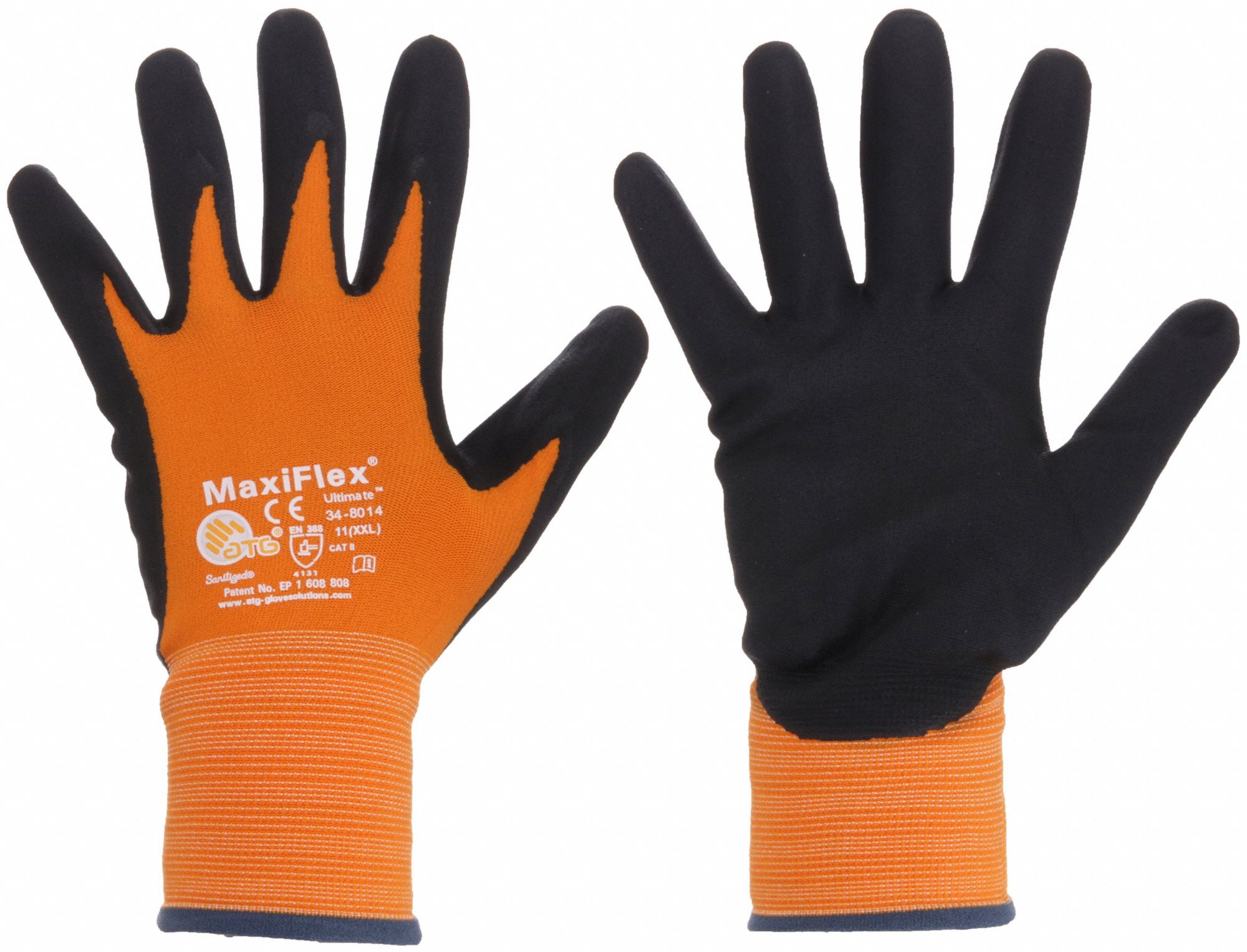 Coated Gloves: 2XL ( 11 ), Foam, Microporous Nitrile, Palm, Dipped, ANSI Abrasion Level 3, 12 PK
