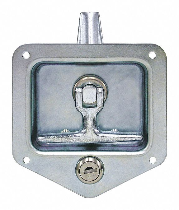 T-Handle Latch, Stainless, Single Point: Lock, Truck Boxes, 4 7/8 in Overall Ht