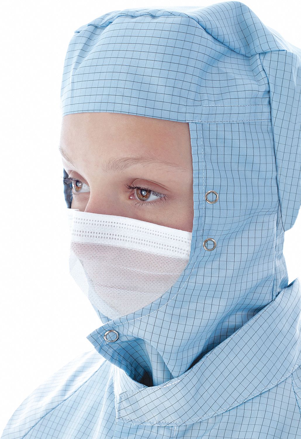 Face Veil: ISO 4 (Class 10) and above, Polyethylene, Non-Sterile, Bag, White, Universal