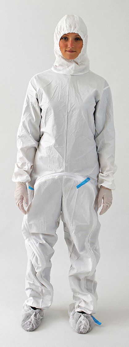 Disposable Coveralls: ISO 4 (Class 10) and above, Sterile, Clean Processed, Elastic, 15 PK