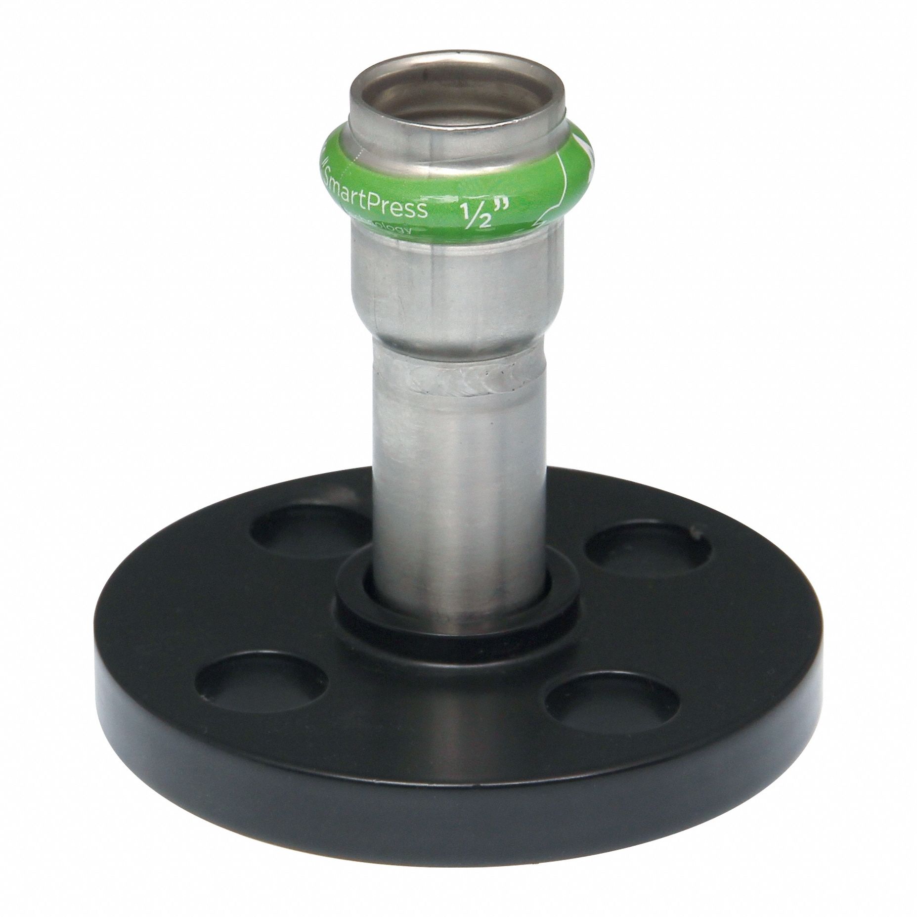 Crimp Adapter Fitting: 1 1/2 in Pipe x 1 1/2 in Pipe Size, Press-fit x Flange, EPDM