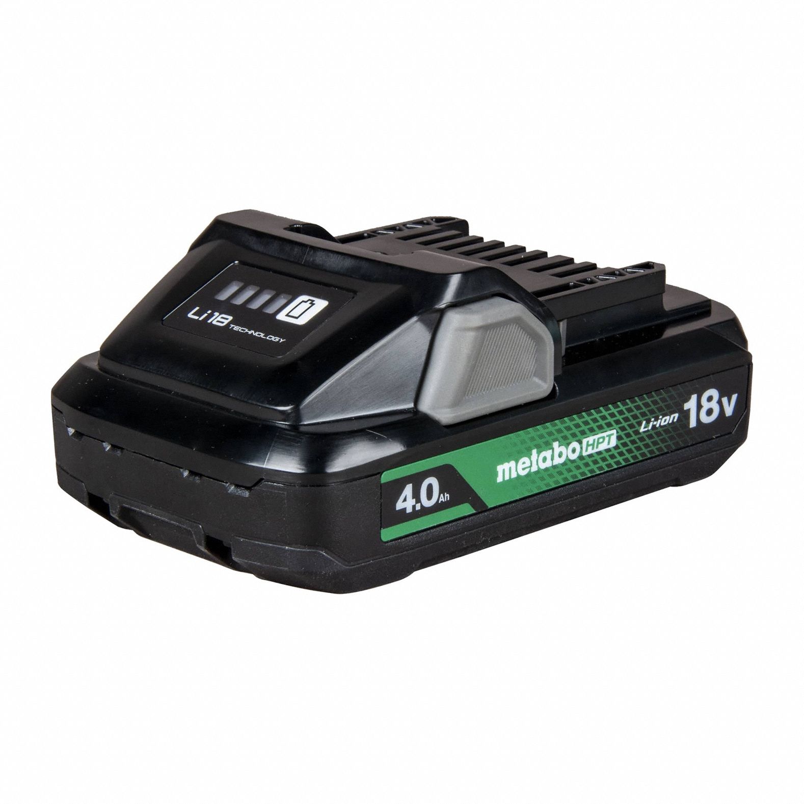METABO HPT Battery Pack: 4 Ah, Battery Included, Tabbed, 18V DC (MPN 382332M). Key specifications — attr1278107: Not Oil-Resistant.