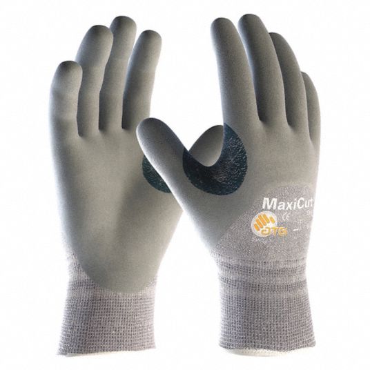 Nitrile Coated Dipped Safety Hand Gloves, Cut Resistant, Grey, Size: S - 2XL