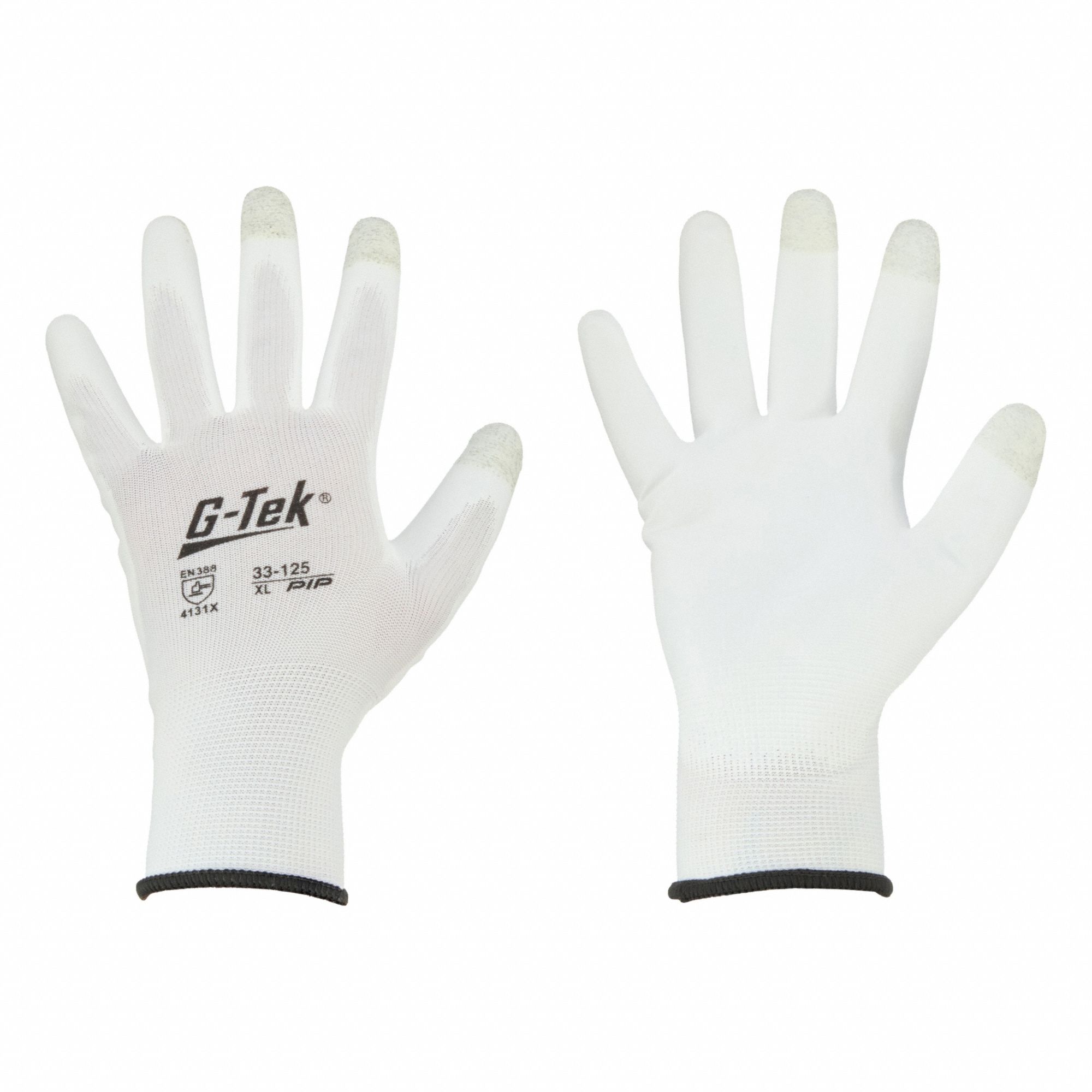 Coated Gloves: XL ( 10 ), Smooth, Polyurethane, Palm, Dipped, ANSI Abrasion Level 1, 12 PK