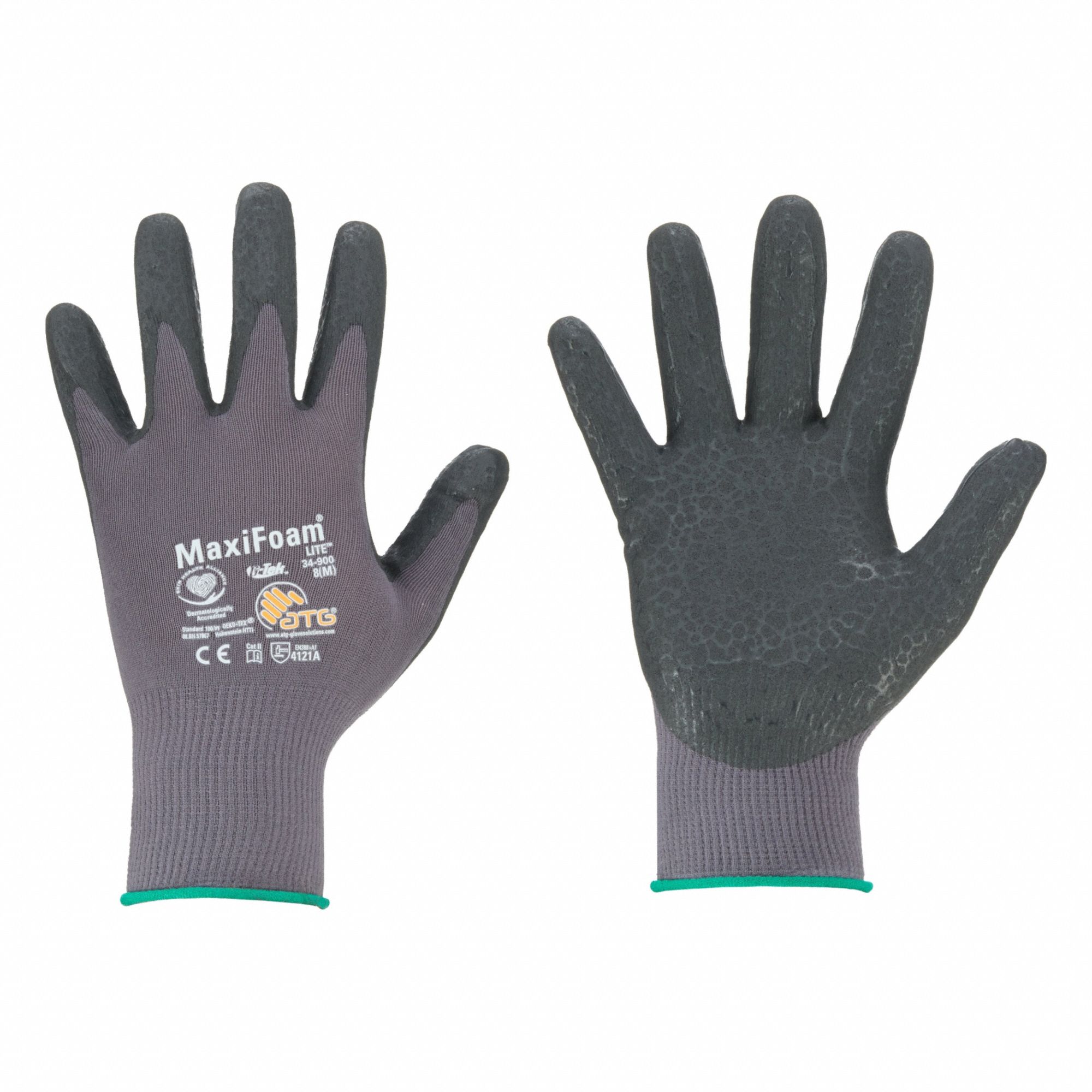 Coated Gloves: M ( 8 ), Foam, Microporous Nitrile, Palm, Dipped, ANSI Abrasion Level 3, 12 PK