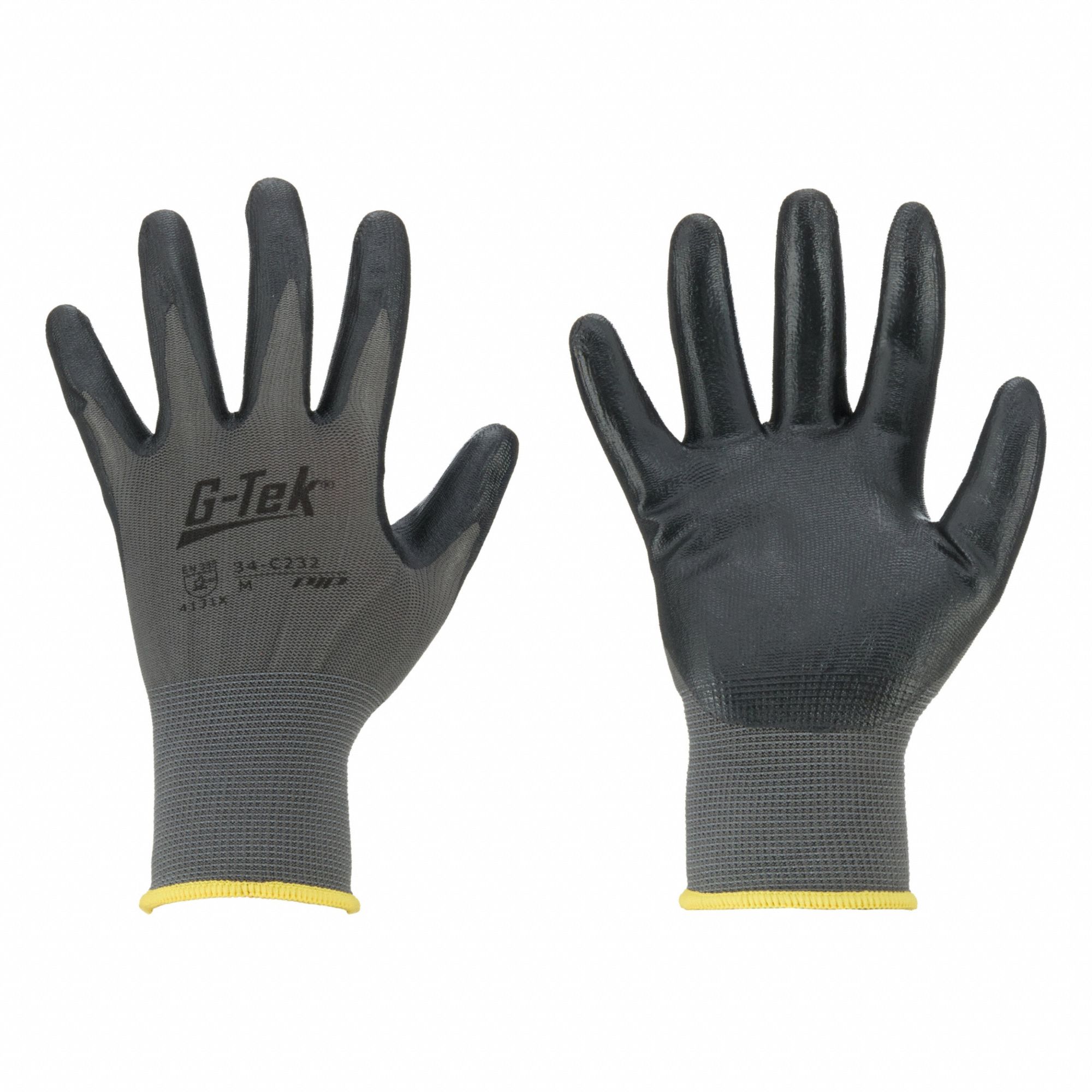 Coated Gloves: M ( 8 ), Sandy, Foam Nitrile, Palm, Dipped, ANSI Abrasion Level 3, Gray, 12 PK