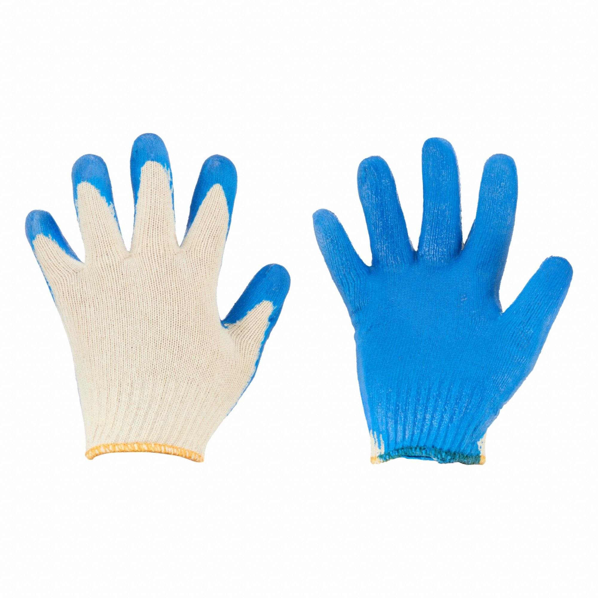 Coated Gloves: S ( 7 ), Smooth, Latex, Palm, Dipped, ANSI Abrasion Level 1, Full Finger, 12 PK