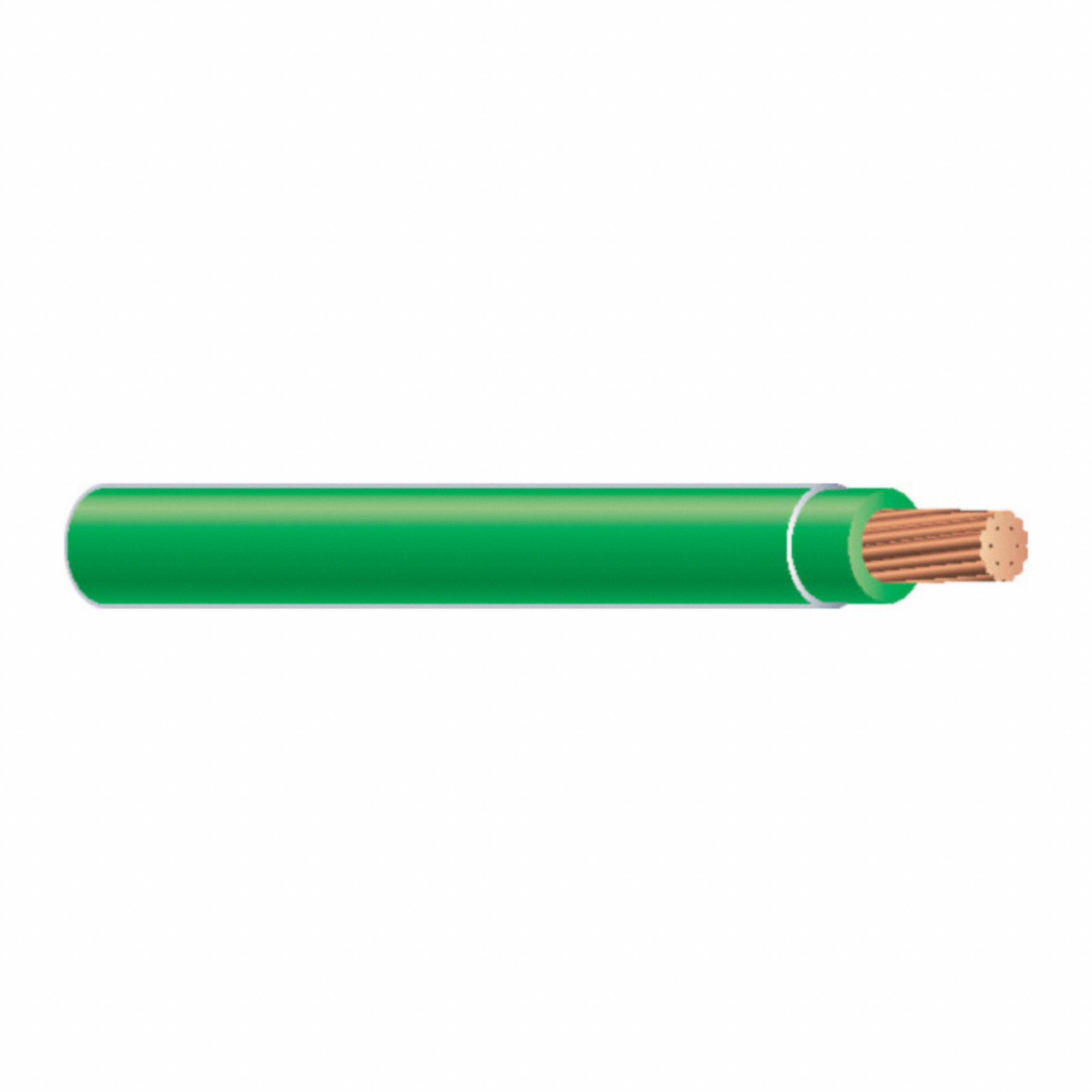 Wire: Copper, 12 AWG, 1 Conductors, Stranded, Green, 2, 000 ft Lg, THHN/THWN