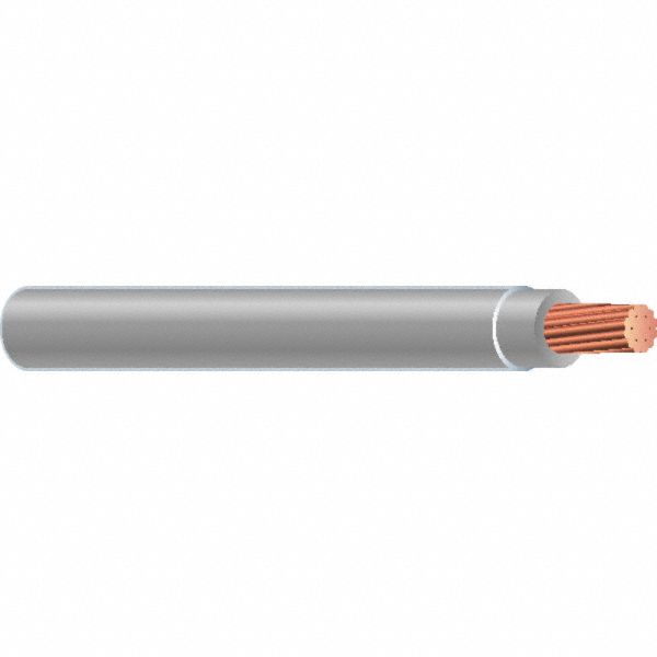 Wire: Copper, 10 AWG, 1 Conductors, Stranded, Gray, 1, 250 ft Lg, THHN/THWN