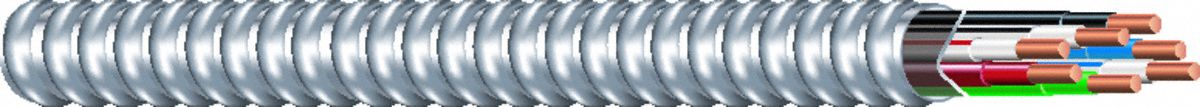 Metal Clad Cable: 12 AWG, 4 Conductors, Copper, 1, 000 ft, Aluminum, Std, THHN/THWN