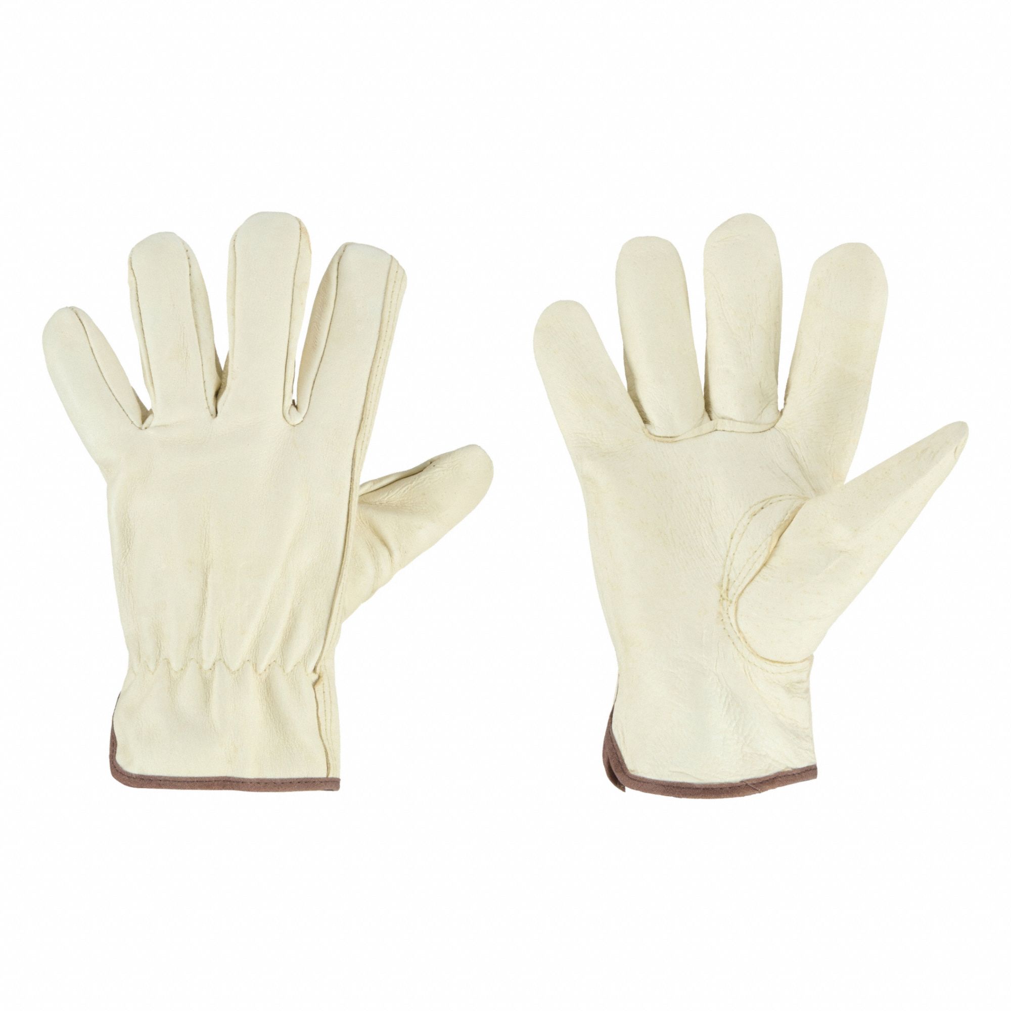 Leather Gloves: L ( 9 ), Pigskin, Std, Glove, Full Finger, Full Leather Leather Coverage, 12 PK