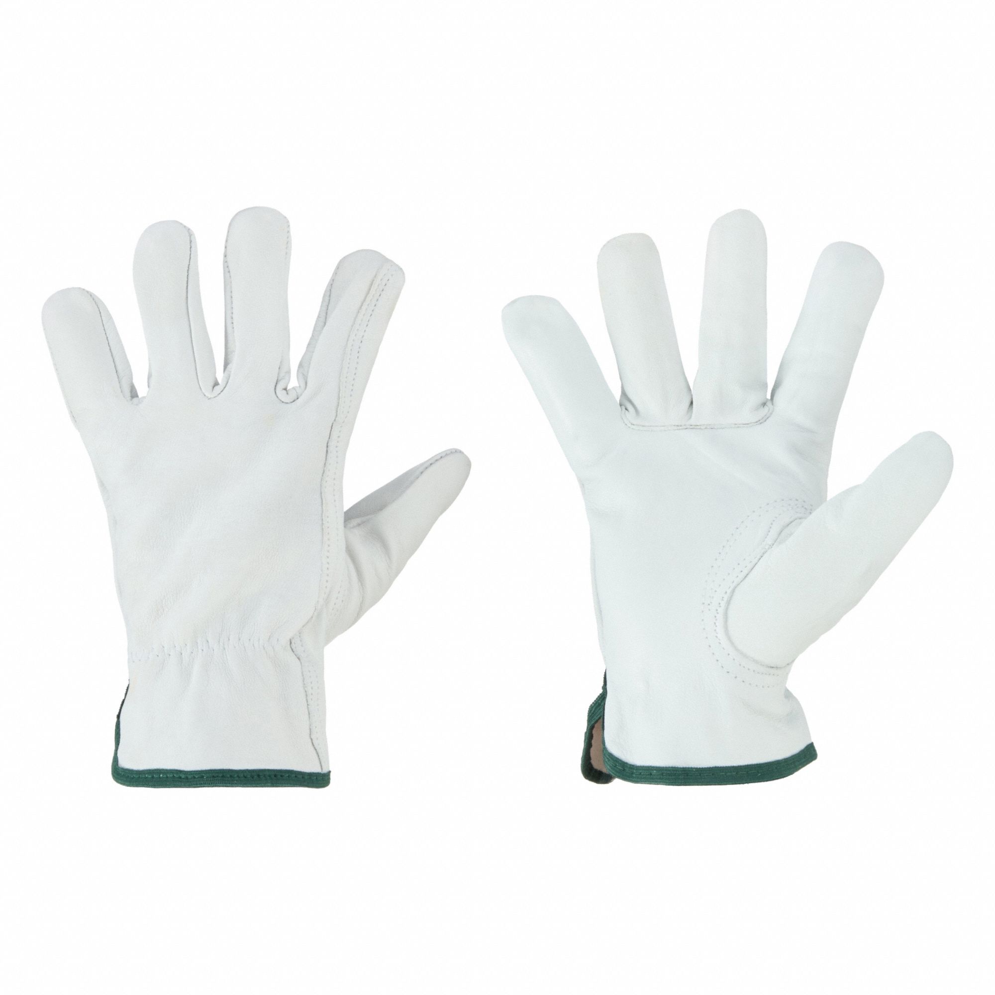 Leather Gloves: L ( 9 ), Goatskin, Std, Glove, Full Finger, Full Leather Leather Coverage, 12 PK