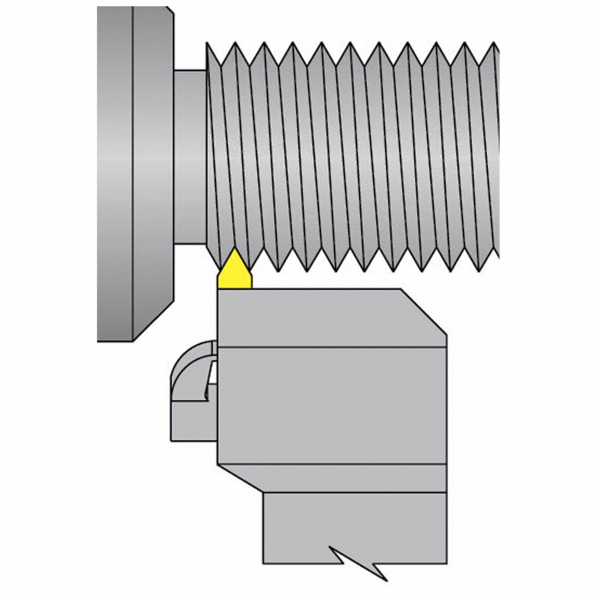 Indexable Thread Turning Tool Holder: Right Hand, 1-1/4 in Shank Dia.