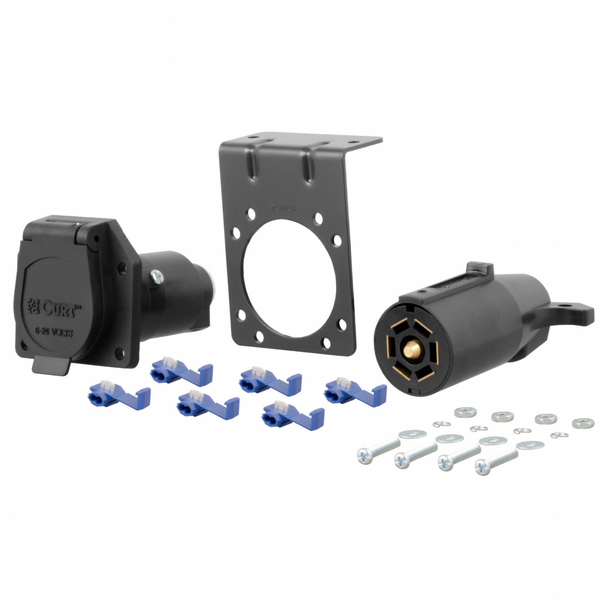 Automotive Electrical Plug: 7-Way, Plastic, Trailer and Tow Vehicle, Dust Cover/Snap Locks