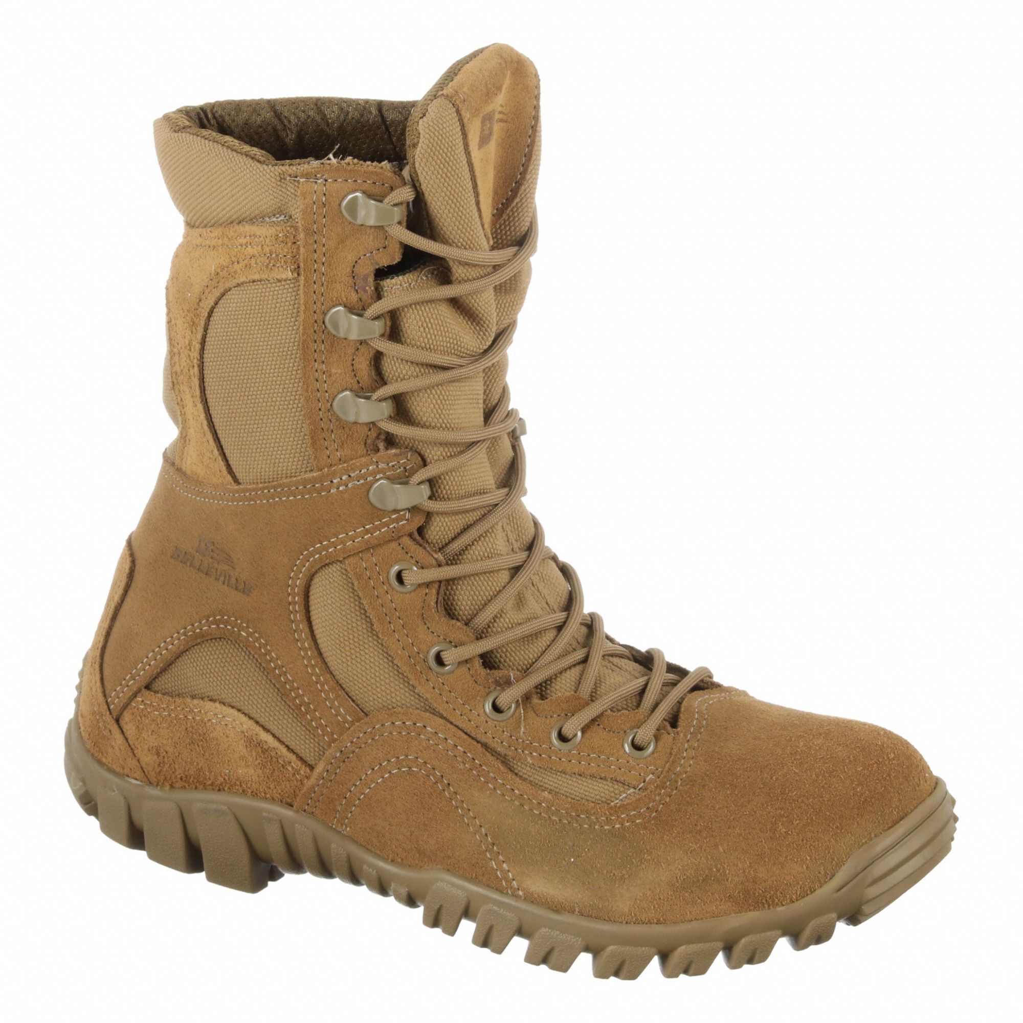 Military/Tactical Boot: Men's, 10-1/2, R, 8 in Ht, Coyote Brown, C793, Front Lace, 1 PR