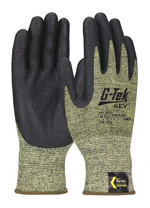 Cut-Resistant Glove: 2XL ( 11 ), ANSI Cut Level A7, Palm, Dipped, Foam Nitrile, Sandy, 12 PK