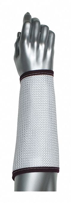 Knit Sleeves: ANSI/ISEA Cut Level A4, Cane Mesh Nylon, White, Sleeve, Hook-and-Loop, 2XL, 1 PR