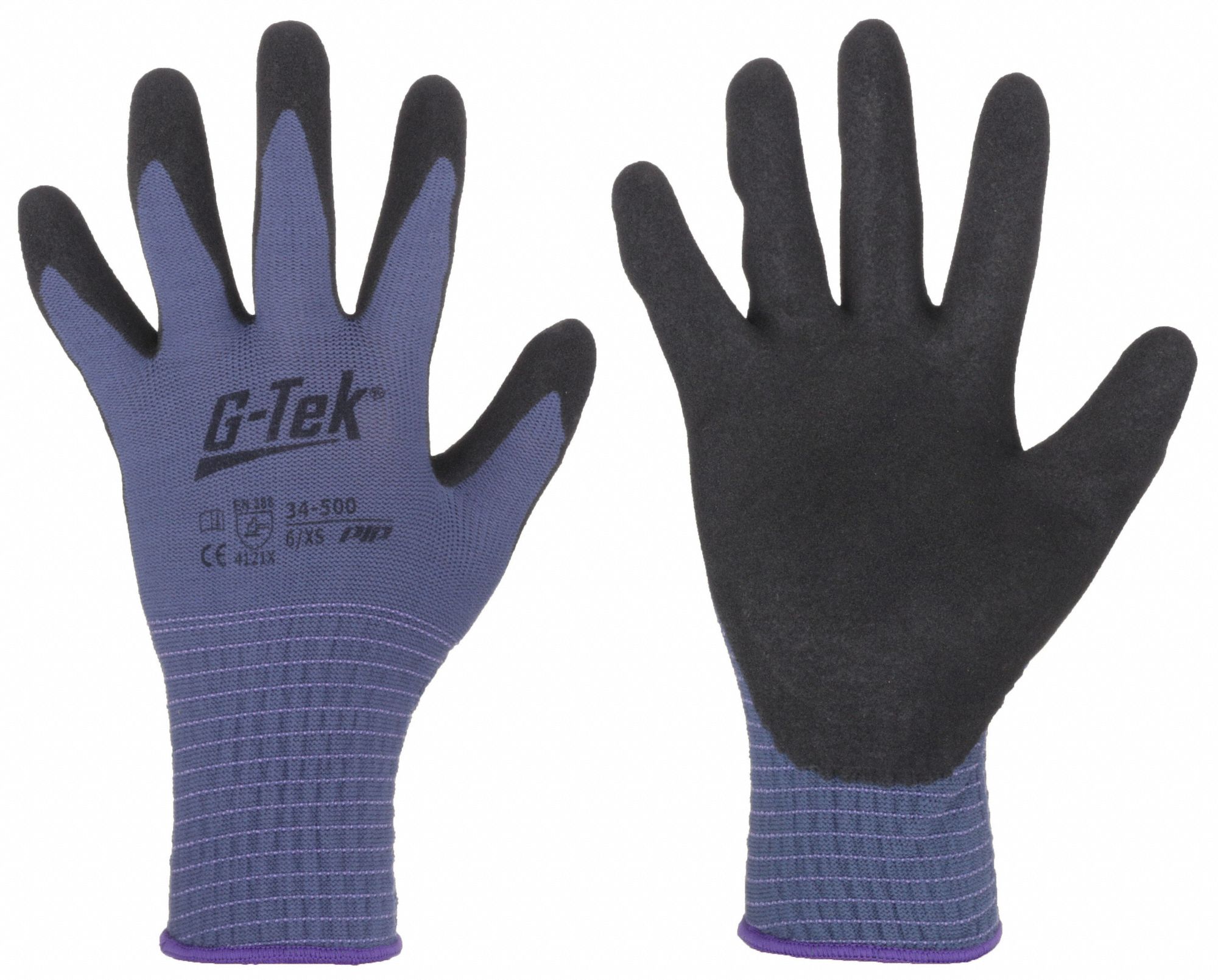Coated Gloves: L ( 9 ), Foam, Microporous Nitrile, Palm, Dipped, ANSI Abrasion Level 2, 12 PK