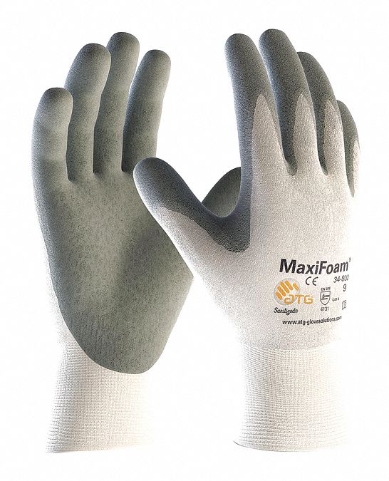 Coated Gloves: 2XL ( 11 ), Foam, Microporous Nitrile, Palm, Dipped, ANSI Abrasion Level 2, 12 PK