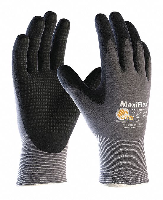 COATED GLOVES,GREY,SZ L,PK12