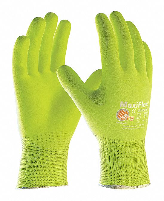PIP Coated Gloves, Seamless Knit, L, PK 12 581R9334874FY/L Grainger