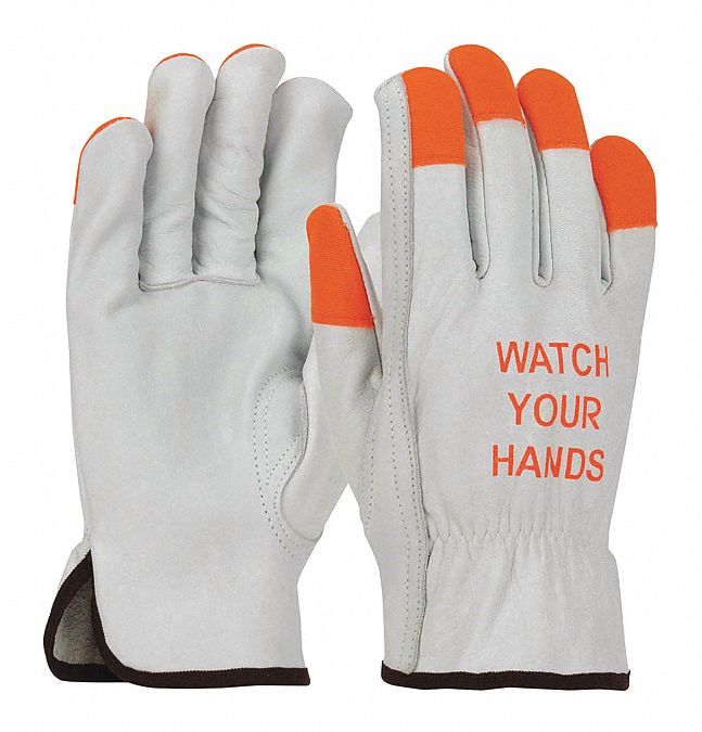 Leather Gloves: 2XL ( 11 ), Cowhide, Std, Glove, Full Finger, Shirred Slip-On Cuff, 12 PK