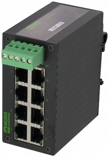 Ethernet switch: Unmanaged, DIN Rail, 8 Ports, RJ45, 100 mbps/Ethernet, IP40
