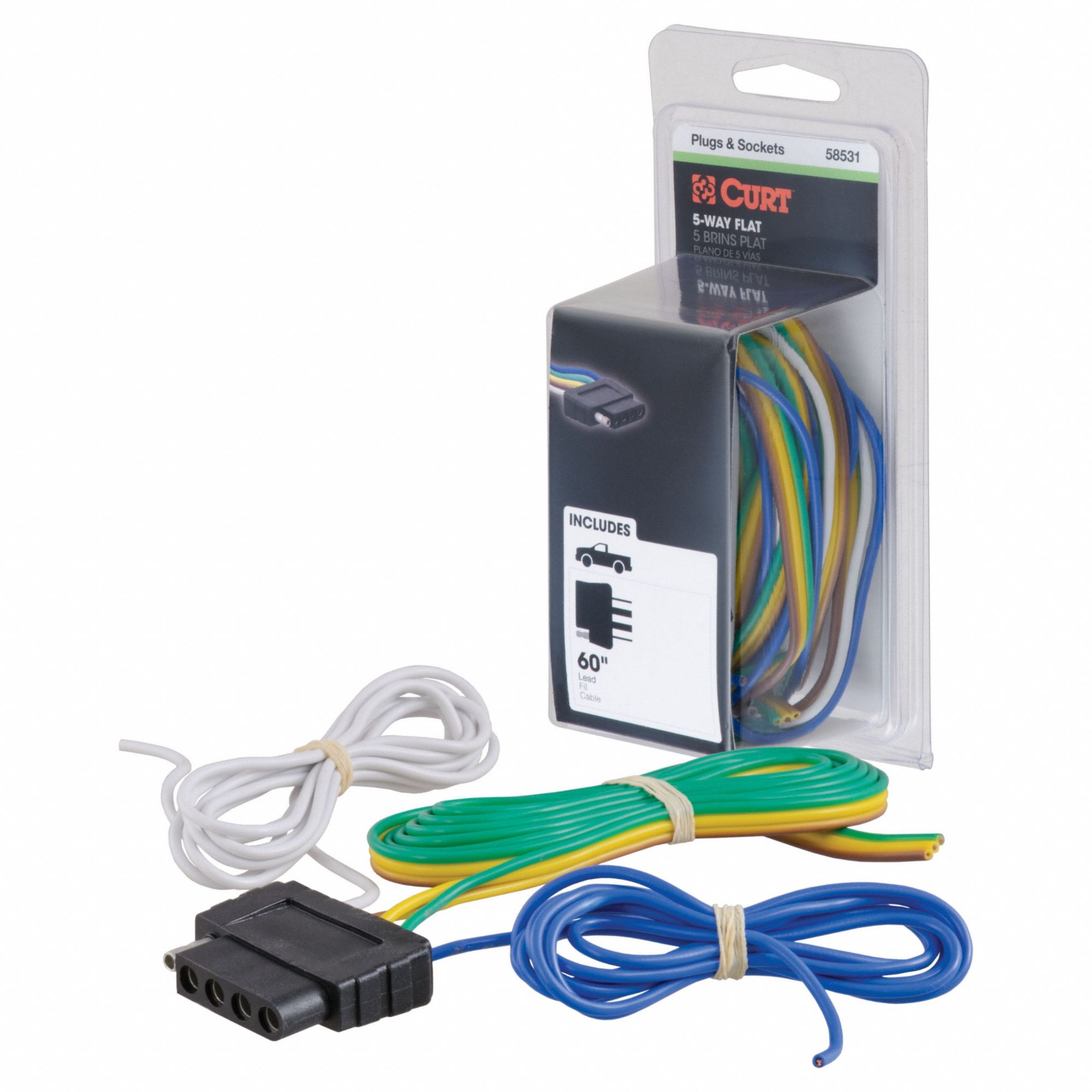 Automotive Electrical Plug: 5-Way, Rubber, 16 ga Wire Gauge, Vehicle, Wire