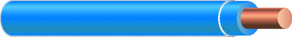 Wire: Copper, 12 AWG, 2 Conductors, Solid, Blue/White/Blue, 1, 000 ft Lg, THHN/THWN