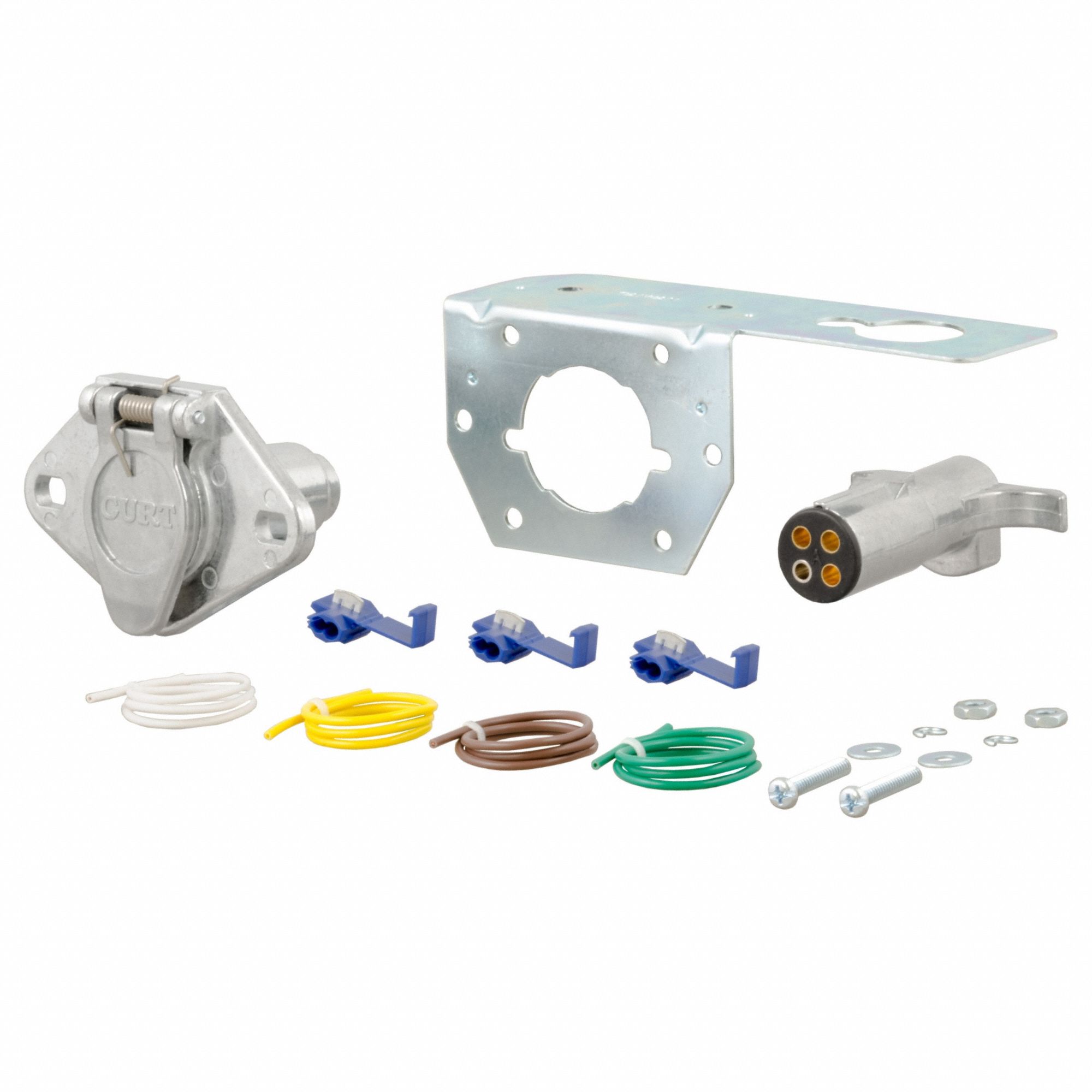 Automotive Electrical Plug: 4-Way, Plastic, Trailer and Tow Vehicle, Snap Locks