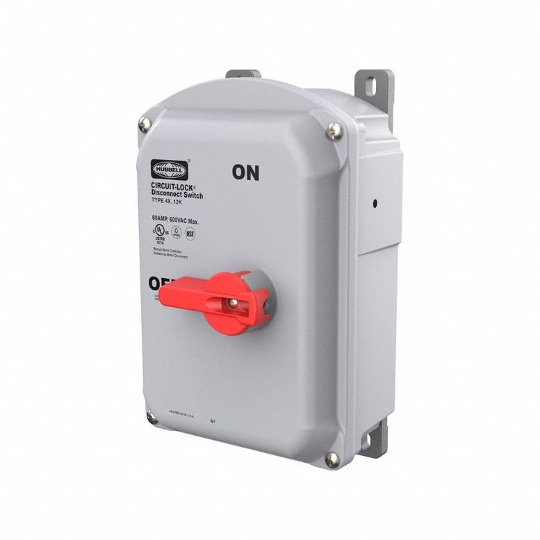 Disconnect Switch: Non-Fusible, 60 A, Three Phase, 600V AC