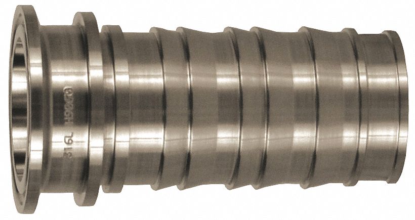 Barbed Hose Fitting: For 1 1/2 in Hose I.D., Hose Barb x Tri-Clamp, No Knurl