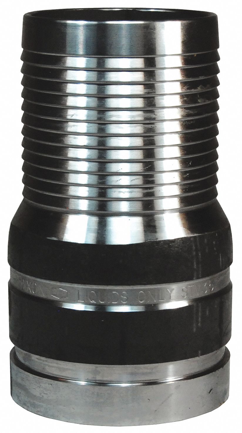 Barbed Hose Fitting: For 3 in Hose I.D., Carbon Steel x Carbon Steel, 3 in x 3 in Fitting Size