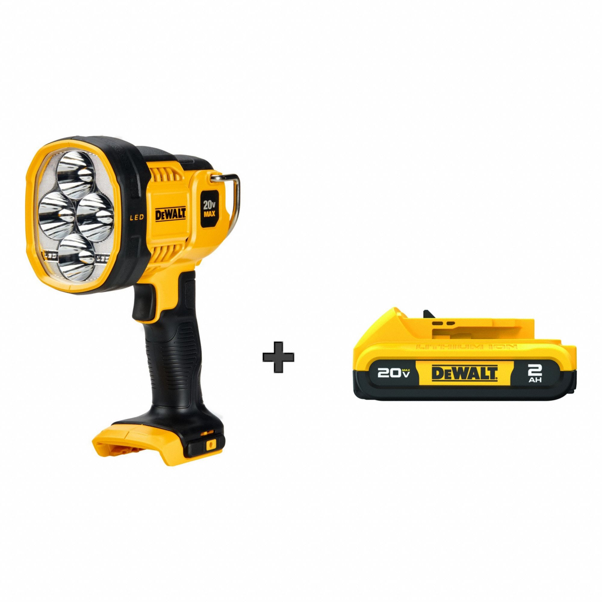 Flashlight Kit: 20V MAX*, Flashlight, 1, 500 lm Max., 2 Modes, Belt Hook, 2.0 Ah, 20V DC